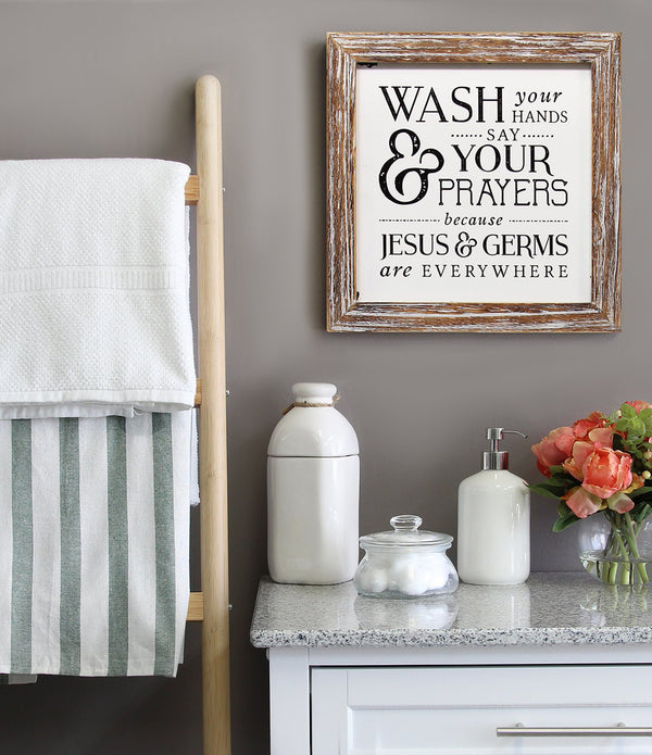 Distressed Brown Wash Your Hands Wall Art