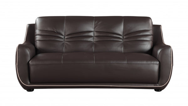 36" Elegant Brown Leather Sofa