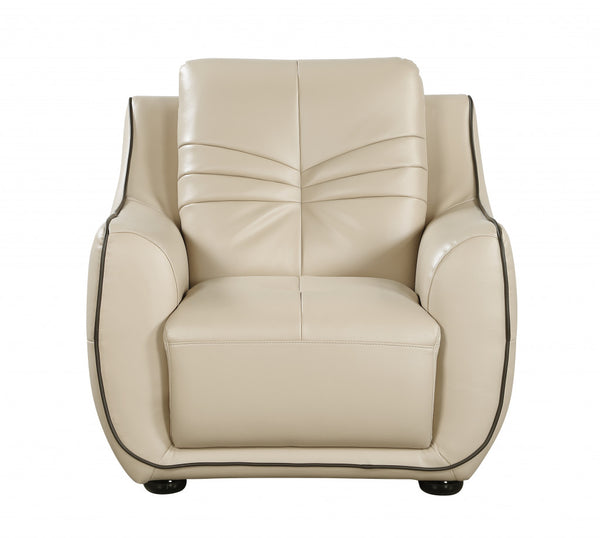 36" Beige Elegant Faux Leather Chair