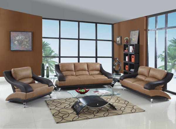 114" Twoto Tone Leather Sofa Set