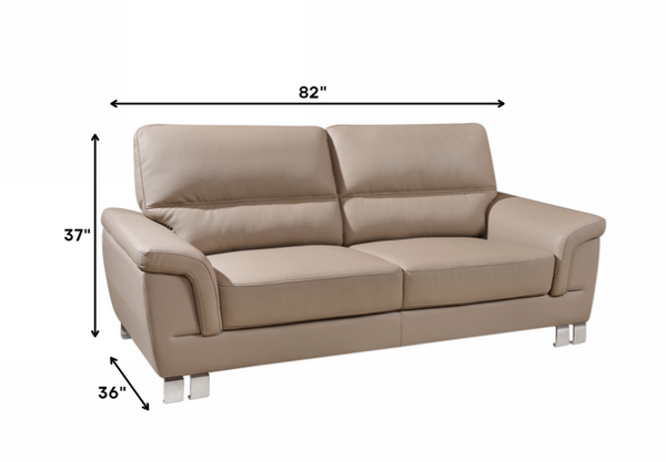 118" Modern Beige Leather Sofa Set