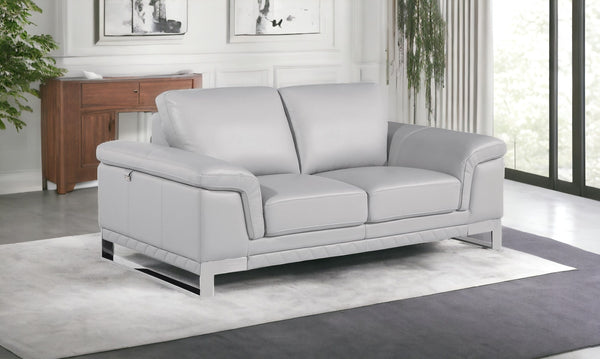 32" Lovely Light Grey Leather Loveseat