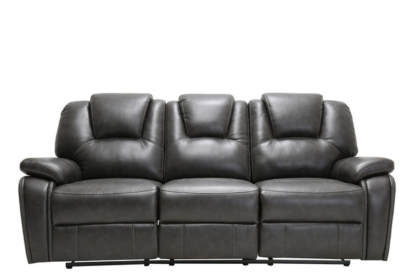 40" Contemporary Grey Leather Power Reclining Sofa