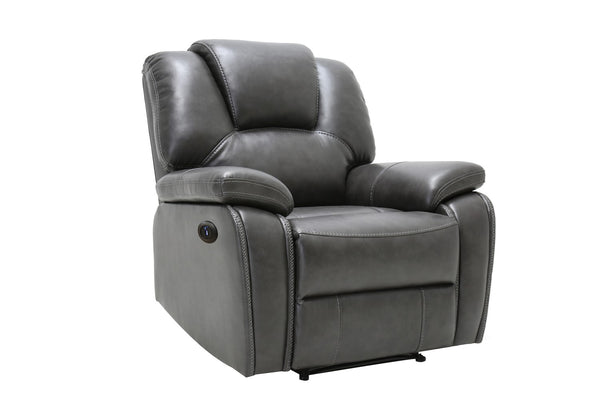 40" Grey Contemporary Leather Power Reclining Chair