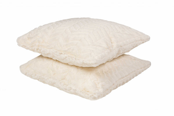 18" x 18" x 5" Crystal Off White Faux Fur  Pillow 2 Pack