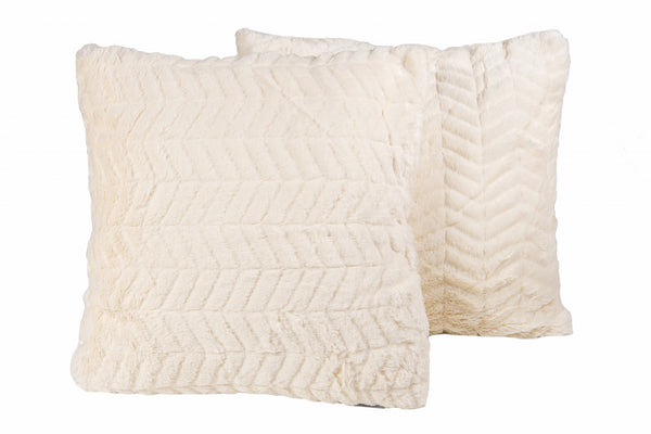 18" x 18" x 5" Crystal Off White Faux Fur  Pillow 2 Pack