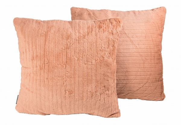 18" x 18" x 5" Rose Faux Fur  Pillow 2 Pack