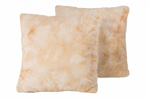 18" x 18" x 5" Beige Faux Fur  Pillow 2 Pack