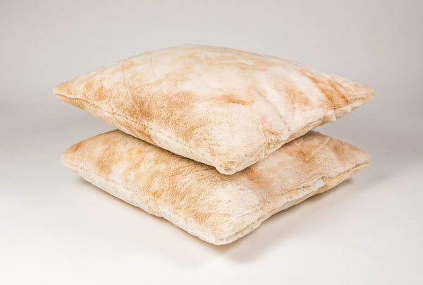 18" x 18" x 5" Beige Faux Fur  Pillow 2 Pack