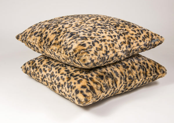 18" x 18" x 5" Soft Leopard Faux Fur  Pillow 2 Pack