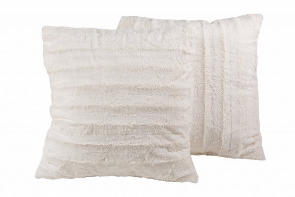 18" x 18" x 5" Off White Faux Fur Pillow 2 Pack