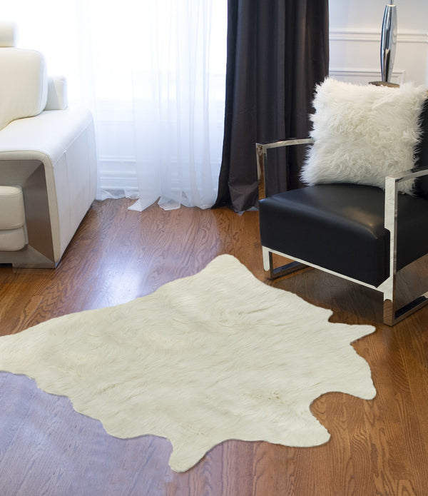 Faux Cowhide Rug 4' x 5'  - Off White