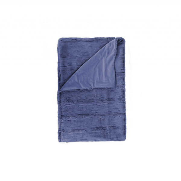 50" x 70" x 2" Indigo Faux Fur Throw