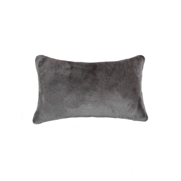 12" x 20" x 5" Grey Sheepskin  Pillow