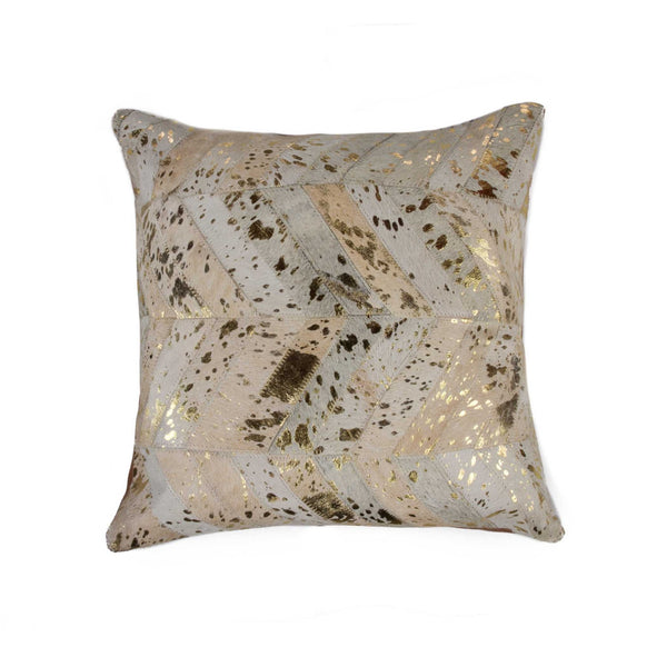 18" x 18" x 5"  Natural and Gold  Pillow