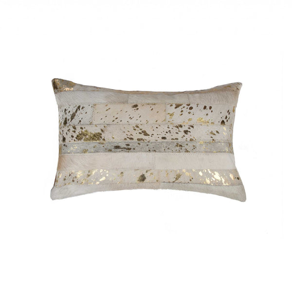 12" x 20" x 5" Natural and Gold  Pillow