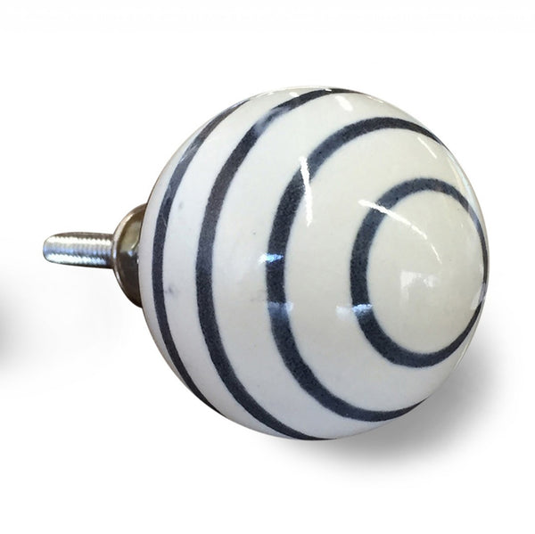 1.5" x 1.5" x 1.5" White Navy Handpainted Ceramic  Knobs 8 Pack