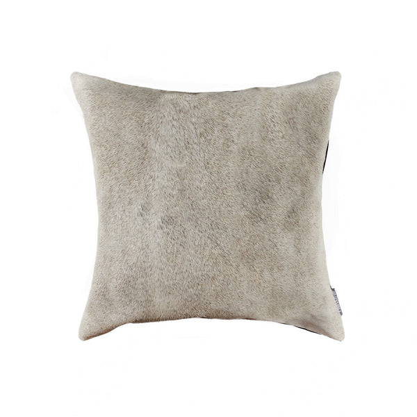 5" x 18" x 18" Cowhide Microsuede Polyfill Natural and Light Grey Pillow