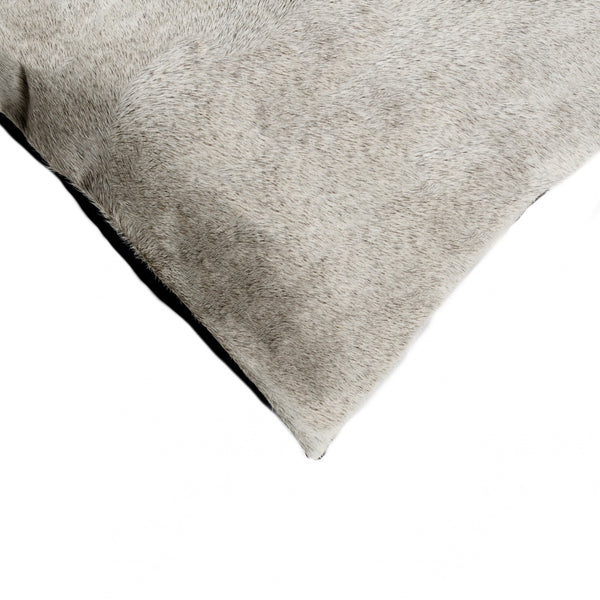 5" x 18" x 18" Cowhide Microsuede Polyfill Natural and Light Grey Pillow