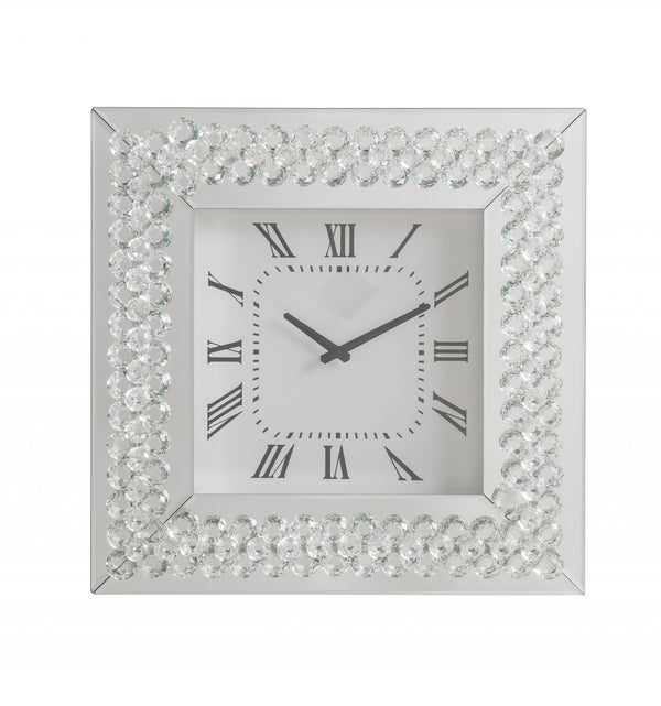 Bling Square Faux Crystal Wall Clock