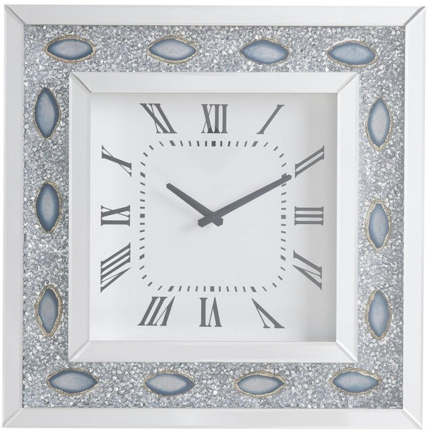 Mirrored Faux Crystal and Agate Wall Clock