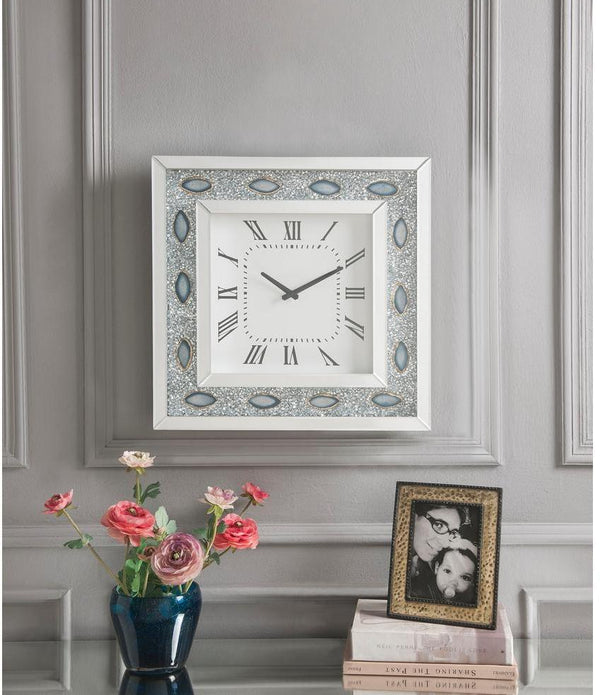 Mirrored Faux Crystal and Agate Wall Clock