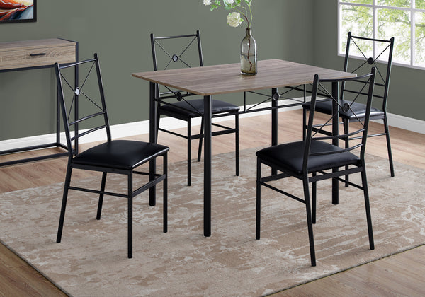 63" x 76" x 102" Dark Taupe  Black  Foam  Metal  5pcs Dining Set