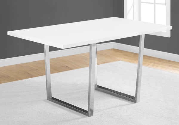 35.5" x 59" x 30.25" White Particle Board Metal  Dining Table