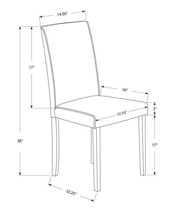 44.5" x 35.5" x 72" Ivory Foam Solid Wood Leather Look Dining Chairs 2pcs