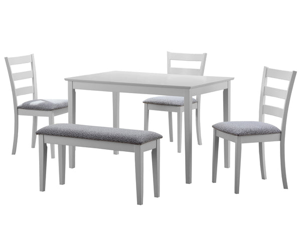 69.5" x 81.5" x 99" White Grey Solid Wood Foam Veneer  5pcs Dining Set