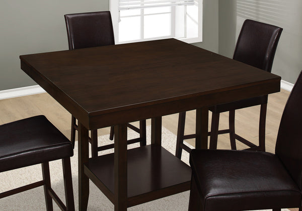 42" x 42" x 36" Cappuccino  Solid Wood And Veneer  Counter Height Dining Table