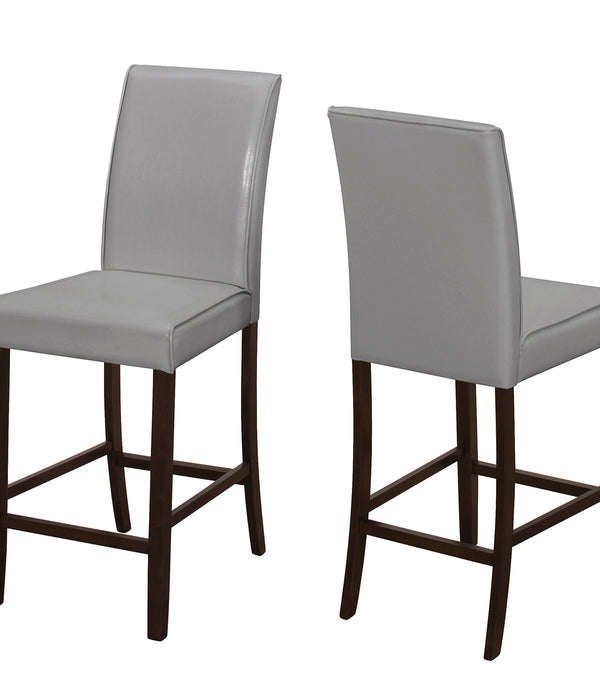 Set of Two Grey Faux Leather Counter Height Dining Chairs