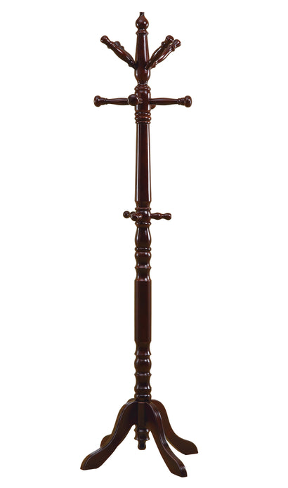 Cherry Solid Wood Finish Coat Rack with Triple Tiered Coat Stand