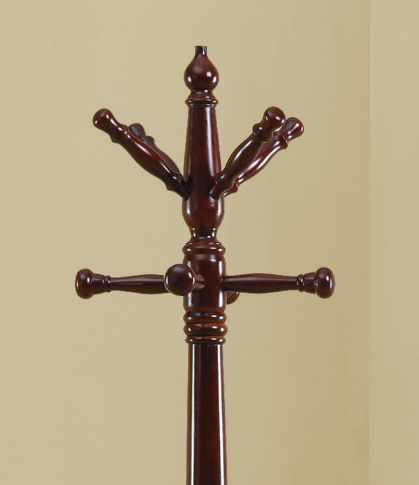 Cherry Solid Wood Finish Coat Rack with Triple Tiered Coat Stand