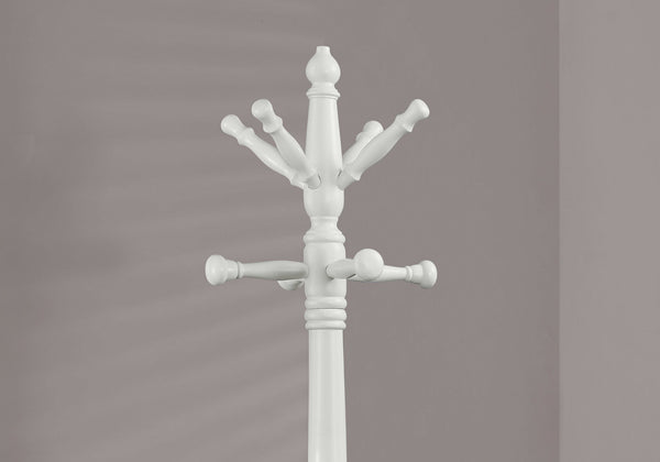 White Solid Wood Coat Rack with Triple Tiered Coat Stand