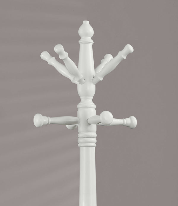 White Solid Wood Coat Rack with Triple Tiered Coat Stand