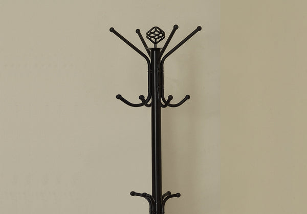 19" x 19" x 70" Black  Metal  Coat Rack