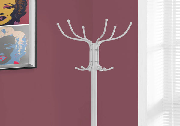 18" x 18" x 70" White  Metal  Coat Rack