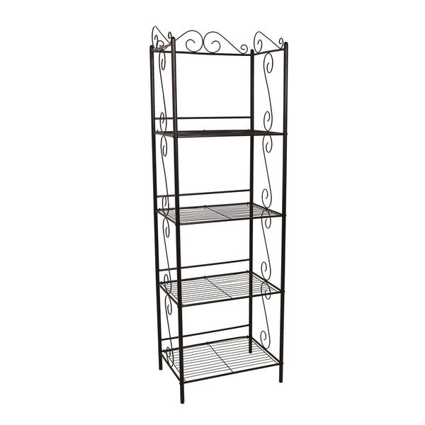 15.25" x 22" x 70" Brown Metal Shelf  Bookcase