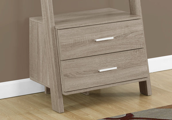 Dark Taupe Hollow Core Bookcase with 2 Storage Drawers