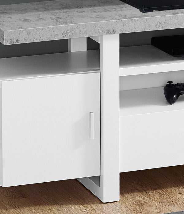 White  TV Stand With Grey Top