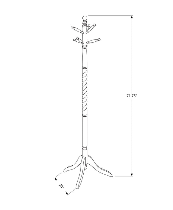 20" x 20" x 71.75" Cherry Solid Wood Coat Rack