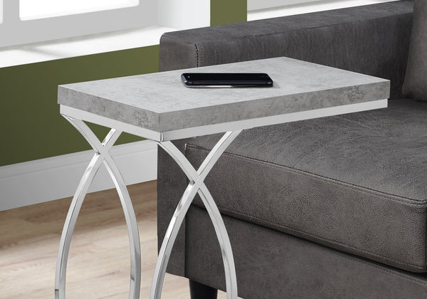 18.25" x 10.25" x 25" Grey Mdf Laminate Metal Accent Table