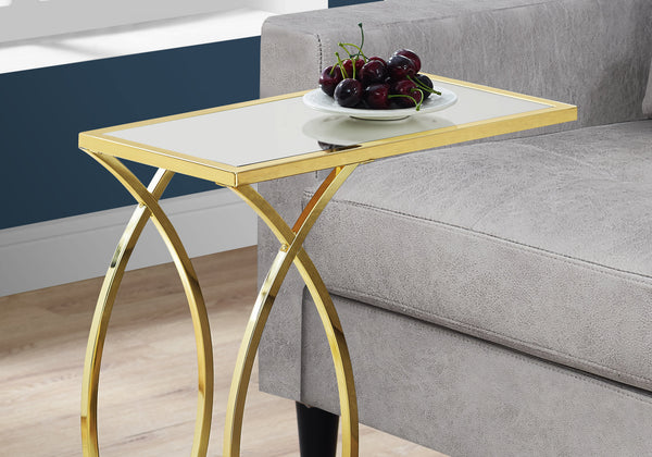 18.25" x 10.25" x 24" Gold Metal Glass  Accent Table