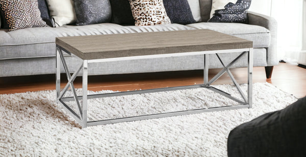 X Trestle Dark Taupe and Chrome Coffee Table