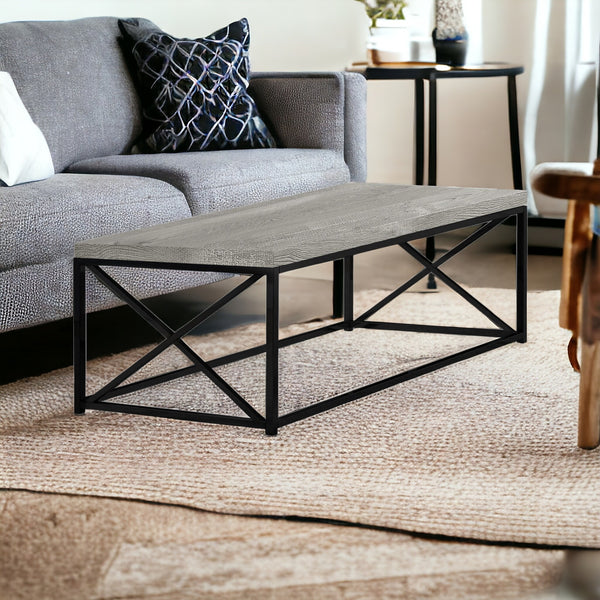 22" x 44" x 17" Grey  Black  Particle Board  Metal  Coffee Table