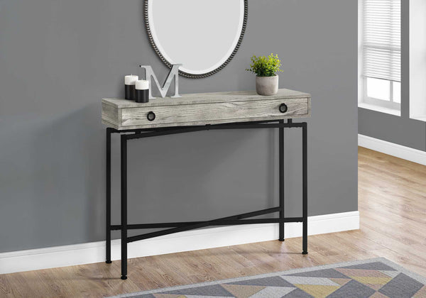 32.5" Grey Reclaimed Wood Particle Board Accent Table with Black Legs