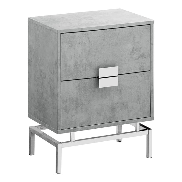 23.5" Grey Cement White Particle Board and Chrome Metal Accent Table