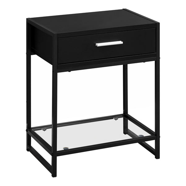 12" x 18" x 22" BlackwithBlack Metal  Tempered Glass  Accent Table