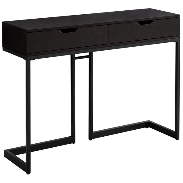 32" Cappuccino Finish and Black Metal Accent Table